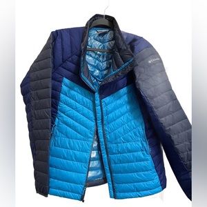 Columbia Blue and Gray Ski Jacket Quilted Insulated